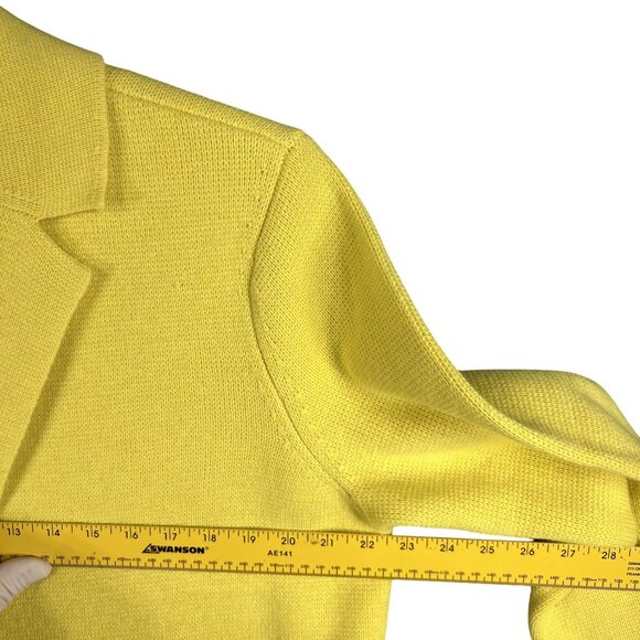 Talbots Womens L Spring Yellow Open Cardigan Wool Blend Knit Sweater Blazer - Picture 10 of 16